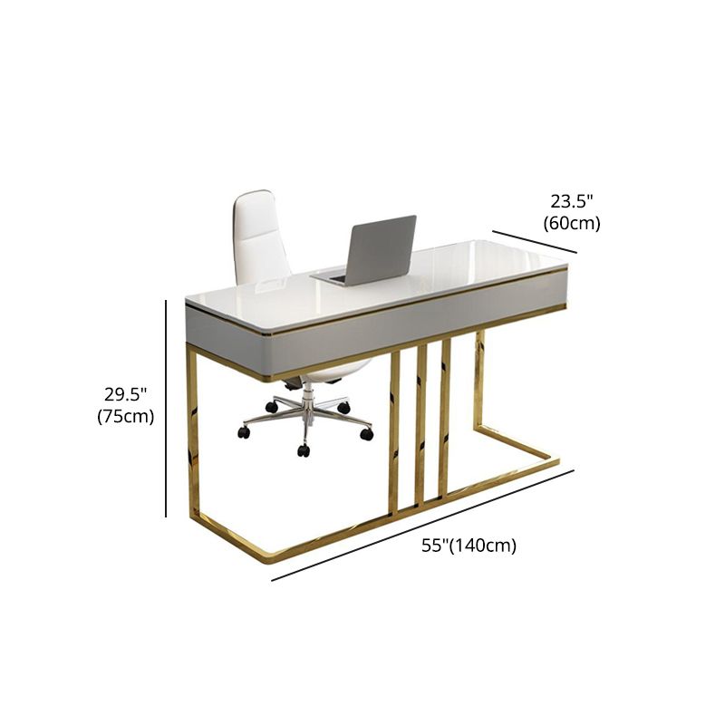 Glam Style Pedestal Writing Desk Curved 1-drawer Office Desk Clearhalo 'furn' 'furn_office_desk' 'Furniture' 'furniture_office_desk' 'Office Desks' 'Office Furniture' 'office_desk' 1200x1200_0daae835-f740-42ee-ad2f-7bcd56f38b3a
