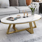 Modern Rectangular Slate 4 Legs Coffee Table White Champagne Cocktail Table
