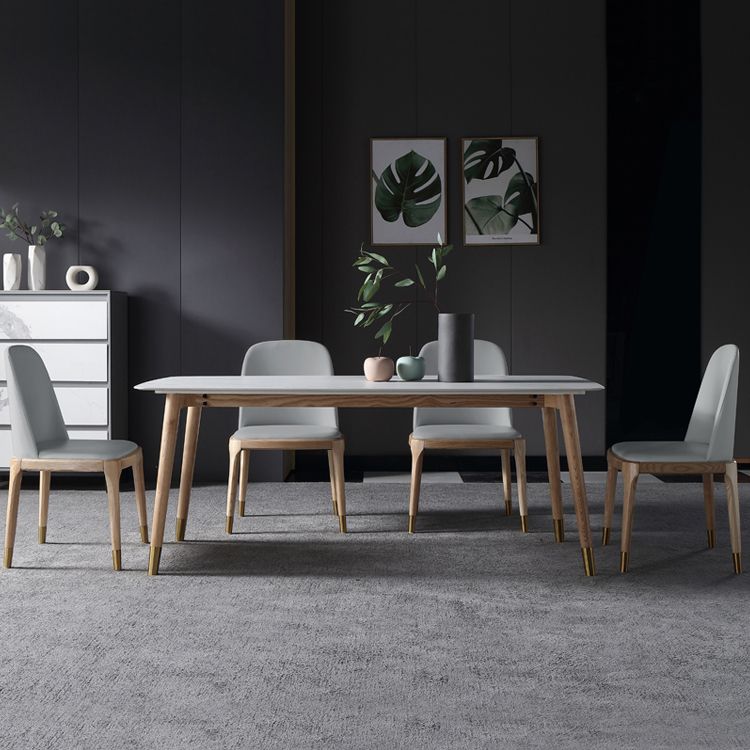 Rectangle 4 Legs Mid-Century Table White Fixed Table with Sintered Stone Clearhalo ' dining_table' 'Dining Tables & Seating' 'Dining Tables' 'furn' 'furn_dining_table' 'Furniture' 'furniture_dining_table' 'Kitchen & Dining Furniture' 'kitchen&dining_furn' 'kitchen' 'kitchen_dining_table' 1200x1200_0daf3159-0d8d-427c-9f14-a5d2f2d2de99