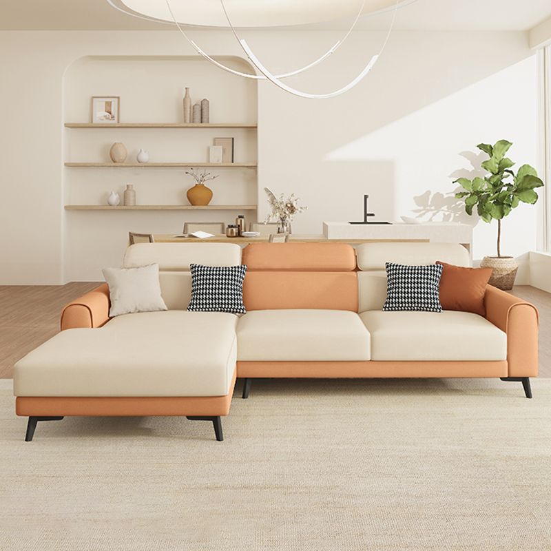 Crème à la coloration contemporaine Bran carré blanc canapé en cuir