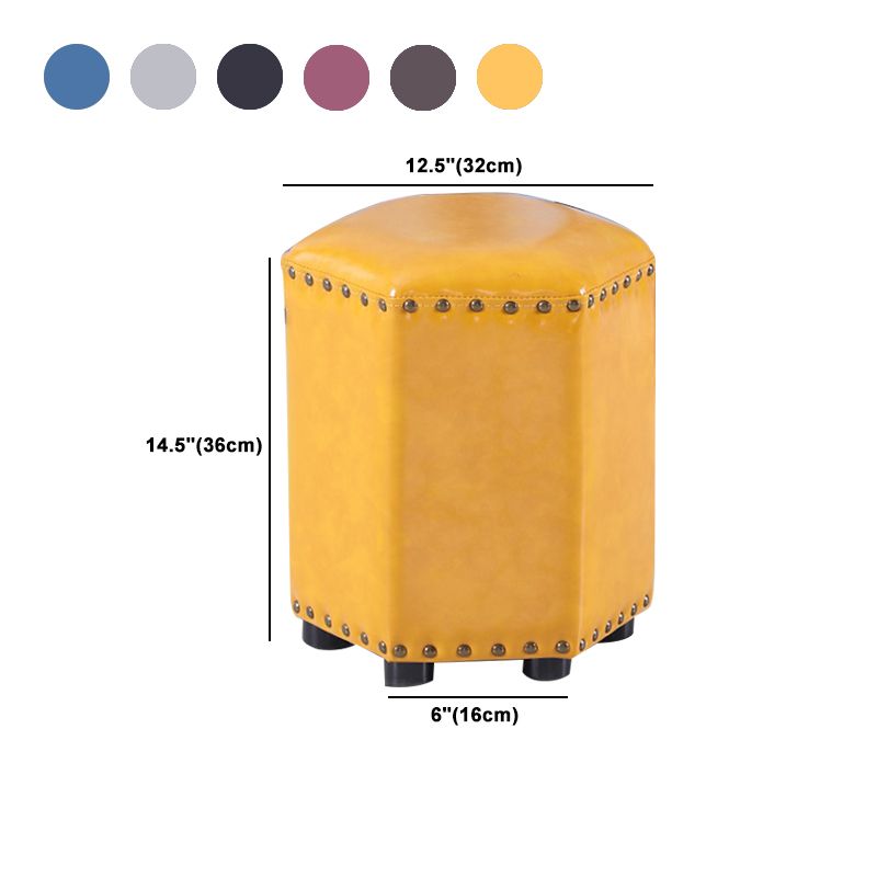 Modern Hexagon Pouf Ottoman Plain Leather Chair Ottoman With Nailhead Trim Clearhalo 'furn' 'furn_ottomans_poufs' 'Furniture' 'Living Room Furniture' 'Ottomans & Poufs' 'ottomans_poufs' 1200x1200_0daff4c4-80f1-42fc-8912-dc33f0709bf0