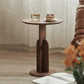Contemporary Side End Table Round Pedestal Walnut Living Room Solid Wood Corner Table