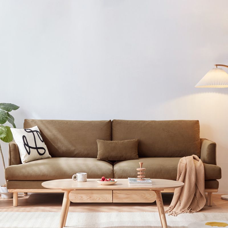 Nordic Fabric Square Arm Standard Sofa Loose Back Settee with Wooden Legs Clearhalo 'furn' 'furn_sofas' 'Furniture' 'furniture_sofas' 'Living Room Furniture' 'Sofa' 'sofas' 1200x1200_0db3c245-2add-4b45-95c8-f88cd6b065a5