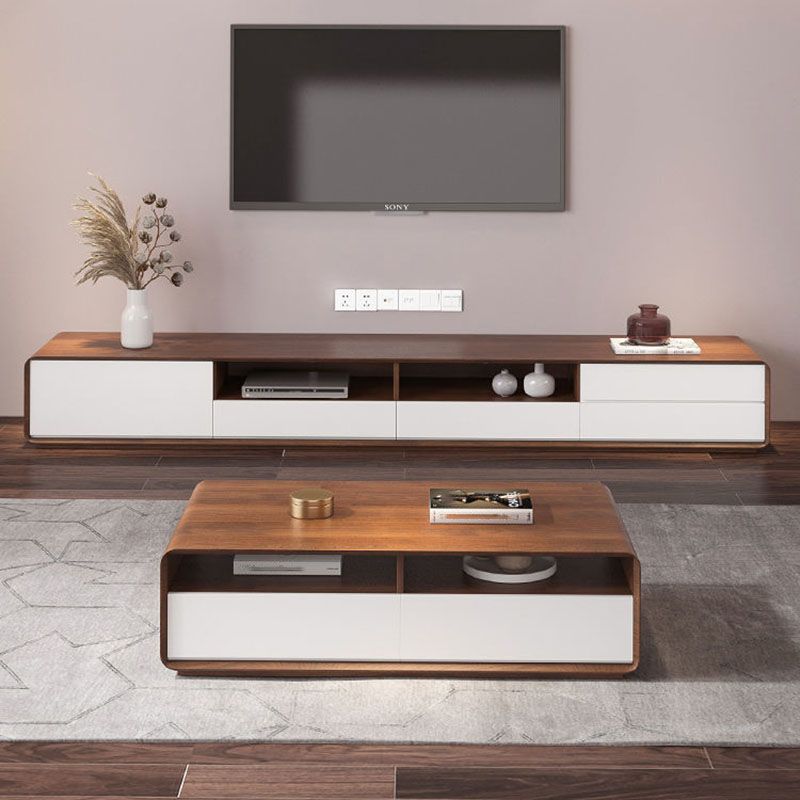 Console TV scandinava Console multimediale TV in legno con cassetti