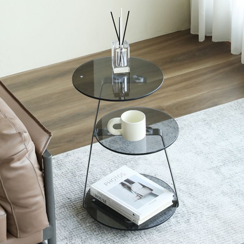Modern Corner Table Round 3-Tier Side End Table with Storage