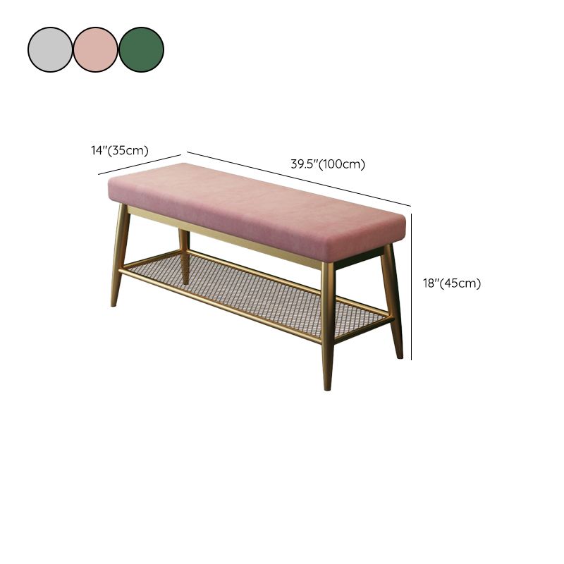 Banc d'entrée moderne banc de siège en métal rembourré avec rangement de chaussures