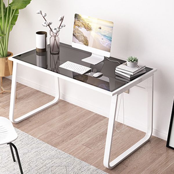 Modern 28.54" Tall Office Desk Glass Top Rectangular Writing Desk Clearhalo 'furn' 'furn_office_desk' 'Furniture' 'Office Desks' 'Office Furniture' 'office_desk' 1200x1200_0dbb23bf-ecdd-4c0b-b8ba-fe95ebf7eced
