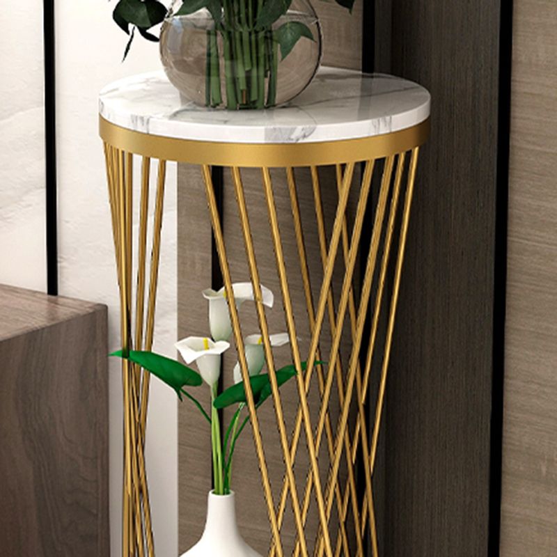 Glam Marble Round Side Table Dia 11.8" Metal Frame End Table with Storage Shelf Clearhalo 'Coffee & Accent Tables' 'End & Side Tables' 'end_side_tables' 'furn' 'furn_end_side_tables' 'Furniture' 'Living Room Furniture' 1200x1200_0dbbfbf7-aa4c-453f-b42c-571b21c1968e
