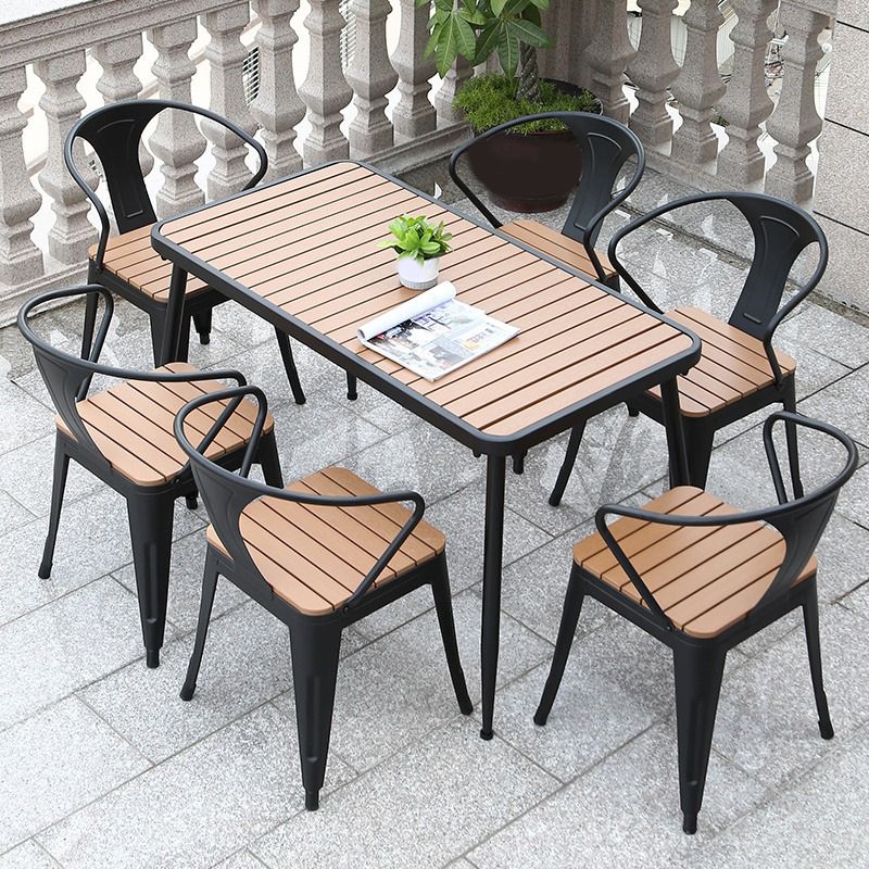 Set tavolo da pranzo in metallo stile moderno Set dinette da esterno 1/2/3/5/7 pezzi