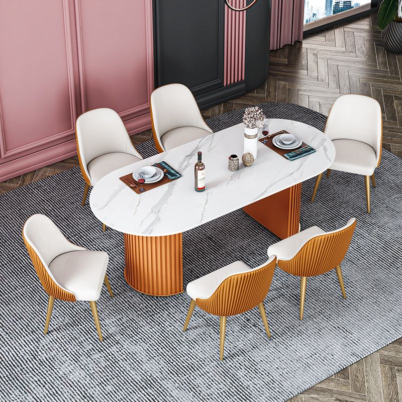 Stone Top Dining Table Contemporary Oval Dining Table with Sled Base Clearhalo 'Dining Tables & Seating' 'Dining Tables' 'dining_table' 'Furniture' 'furniture_dining_table' 'Kitchen & Dining Furniture' 'kitchen' 'kitchen_dining_table' 1200x1200_0dbcfe43-40fe-479c-9ebe-135ea54abd24
