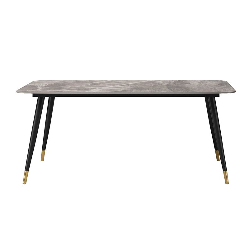 Mesa de comedor de piedra sinterizada industrial para mesa gris rectangular de restaurante con 4 patas