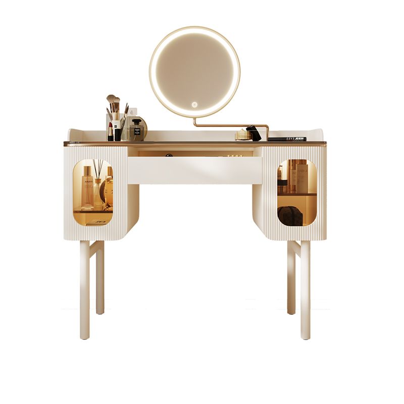 Tabouret de basse-coiffure de rangement de vanité de maquillage en verre ensemble avec tiroir