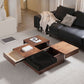 11"H Contemporary Cocktail Table Wooden Square Storage Coffee Table