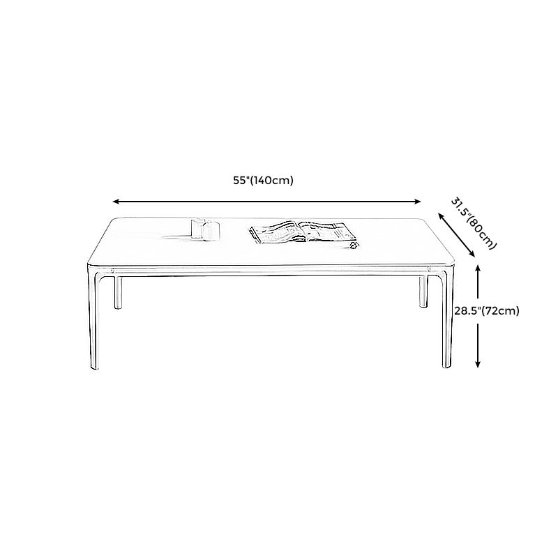 Moderne stijl 4 poten witte metalen basis leisteen rechthoekige salontafel voor woonkamer