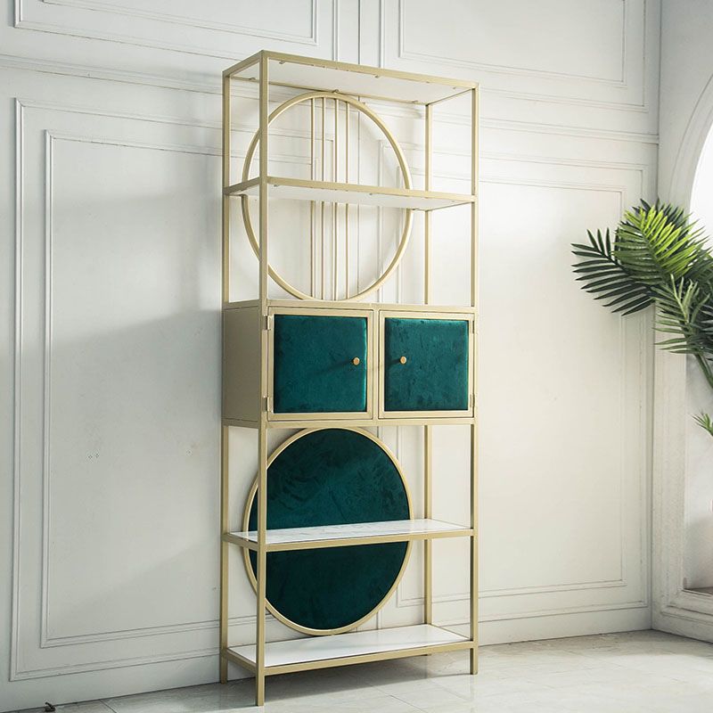 Modern Style Bookcase Gold Metal Open Back Etagere Bookshelf for Home Office