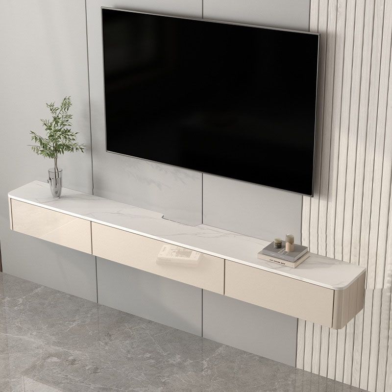 Console TV a parete moderna in legno con cassetti e porte, 9,5 "D x 7" H