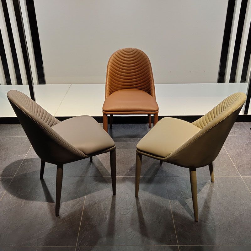 Modern Leather Curved Sloped Armless Chair Matte Finish Parsons Chair for Brasserie Clearhalo ' kitchen&dining_furn' 'Dining Chairs' 'Dining Tables & Seating' 'dining_chair' 'furn' 'furn_dining_chair' 'Furniture' 'furniture_dining_chair' 'Kitchen & Dining Furniture' 'kitchen' 1200x1200_0dc934c4-aa18-441c-8d9a-63ac66ecd104