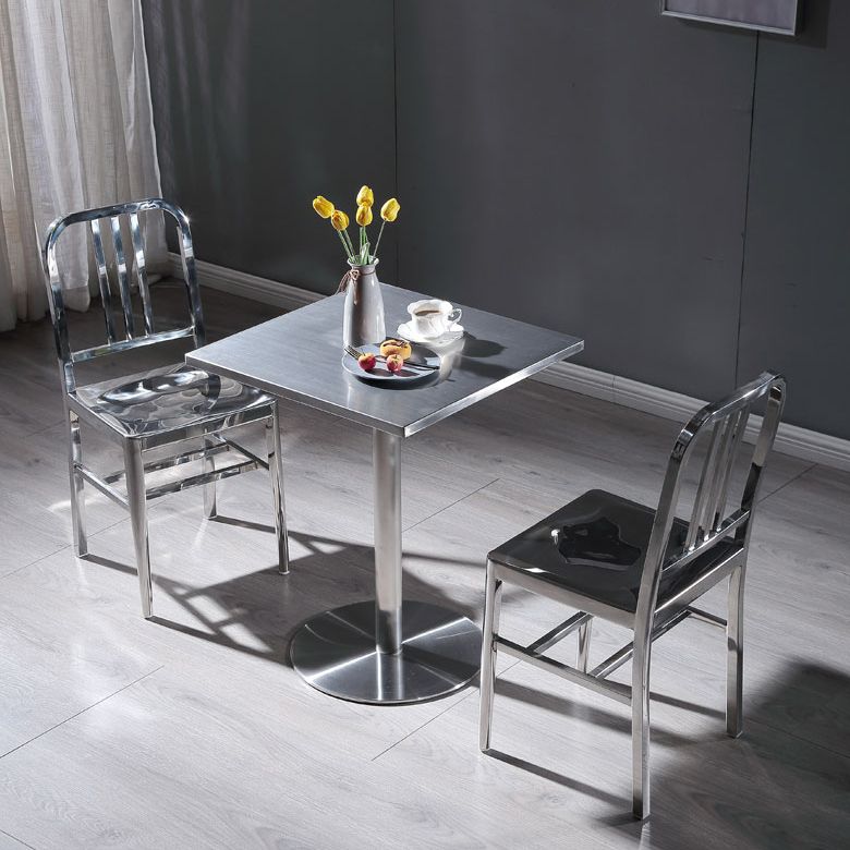 Metal Industrial Square Dining Table Stainless Steel Table for Kitchen and Dining Room Clearhalo 'Dining Tables & Seating' 'Dining Tables' 'dining_table' 'furn' 'furn_dining_table' 'Furniture' 'Kitchen & Dining Furniture' 1200x1200_0dcab4cb-c045-4018-8f3c-de7f60c3d256