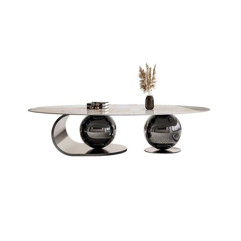 27" Wide Glam Coffee Table Stone Oval Black Coffee Cocktail Table Clearhalo 'Coffee & Accent Tables' 'Coffee Tables' 'coffee_tables' 'furn' 'furn_coffee_tables' 'Furniture' 'Living Room Furniture' 1200x1200_0dcac3d0-7bc5-4200-8ad5-0ac2c4c51f7b