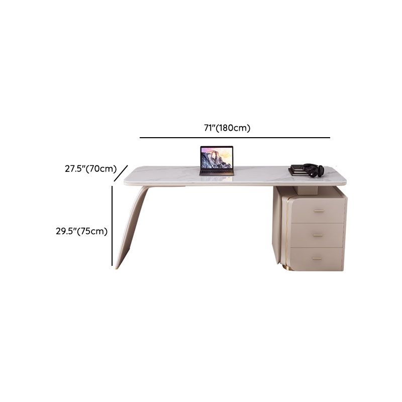 3 Drawers Task Desk Rectangular Shaped Office Desk in White for Office Clearhalo 'furn' 'furn_office_desk' 'Furniture' 'Office Desks' 'Office Furniture' 'office_desk' 1200x1200_0dcb40b5-524e-4549-90b8-9a33771b624f