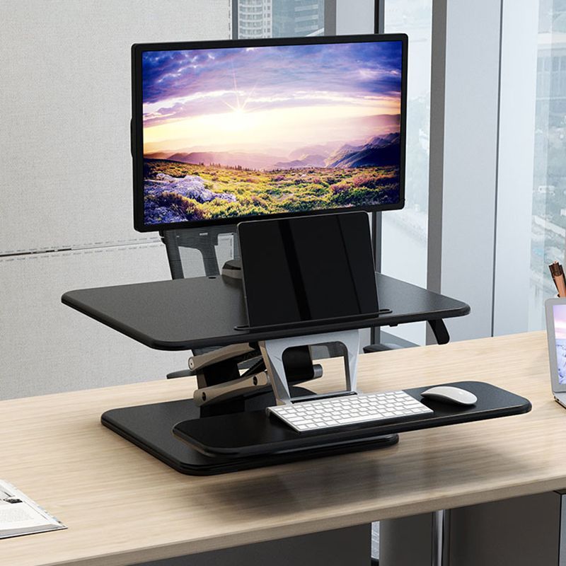 Rectangular Shaped Office Standing Desk Converter Wood in Black/White Clearhalo 'furn' 'furn_office_desk' 'Furniture' 'Office Desks' 'Office Furniture' 'office_desk' 1200x1200_0dcb8c25-fc1c-4afc-a797-c565d258cacd