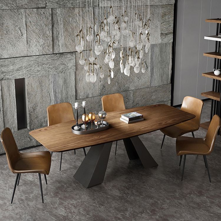 Rectangle Solid Wood Table Modern Dining Table with Metal Pedestal Base Clearhalo ' dining_table' 'Dining Tables & Seating' 'Dining Tables' 'furn' 'furn_dining_table' 'Furniture' 'furniture_dining_table' 'Kitchen & Dining Furniture' 'kitchen&dining_furn' 'kitchen' 'kitchen_dining_table' 1200x1200_0dcba000-c8e5-46eb-9cf5-d4f1826743de