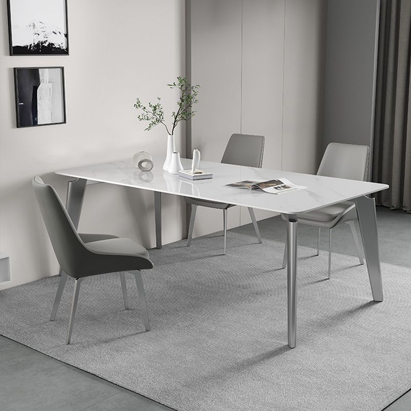 レストラン用の焼結された石トップホワイトテーブル4本の足のあるモダンなキッチンテーブル