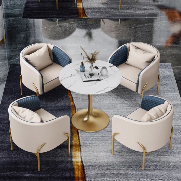 Glam Sintered Stone White Dining Room Set with Round Table Formal Dining Table Furniture Clearhalo 'Dining Room Sets' 'Dining Tables & Seating' 'dining_room_set' 'furn' 'furn_dining_room_set' 'Furniture' 'furniture_dining_room_set' 'Kitchen & Dining Furniture' 'kitchen&dining_furn' 'kitchen' 1200x1200_0dce3eaa-462a-4e73-9d91-db5c51844b83