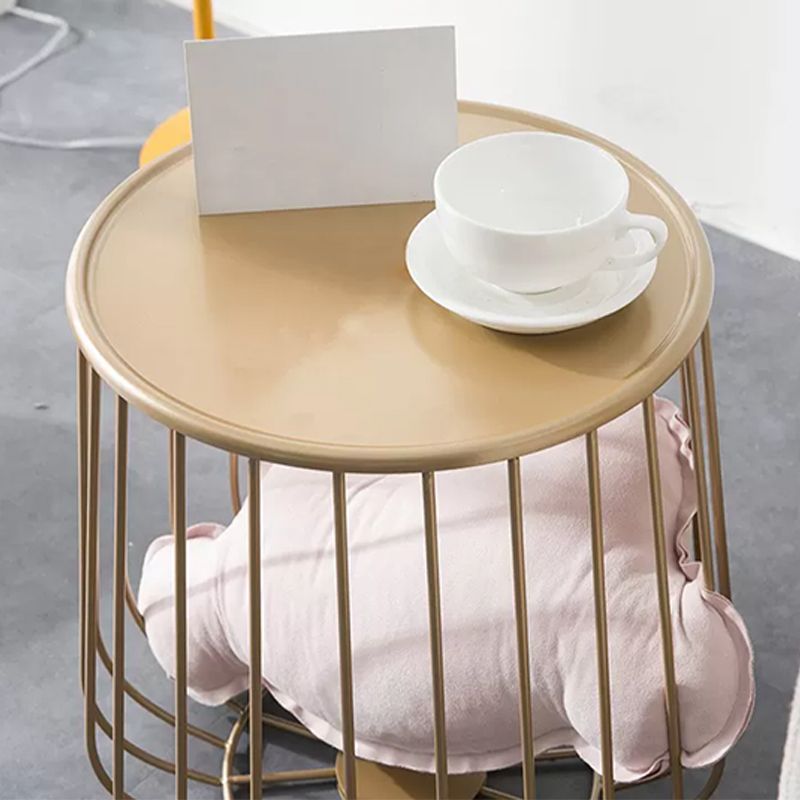 Mid-century Round Iron Coffee Table Frame Cocktail Table with Storage Clearhalo 'Coffee & Accent Tables' 'Coffee Tables' 'coffee_tables' 'furn' 'furn_coffee_tables' 'Furniture' 'Living Room Furniture' 1200x1200_0dceca34-e6b2-4bce-9d80-b89b0f3fb7aa