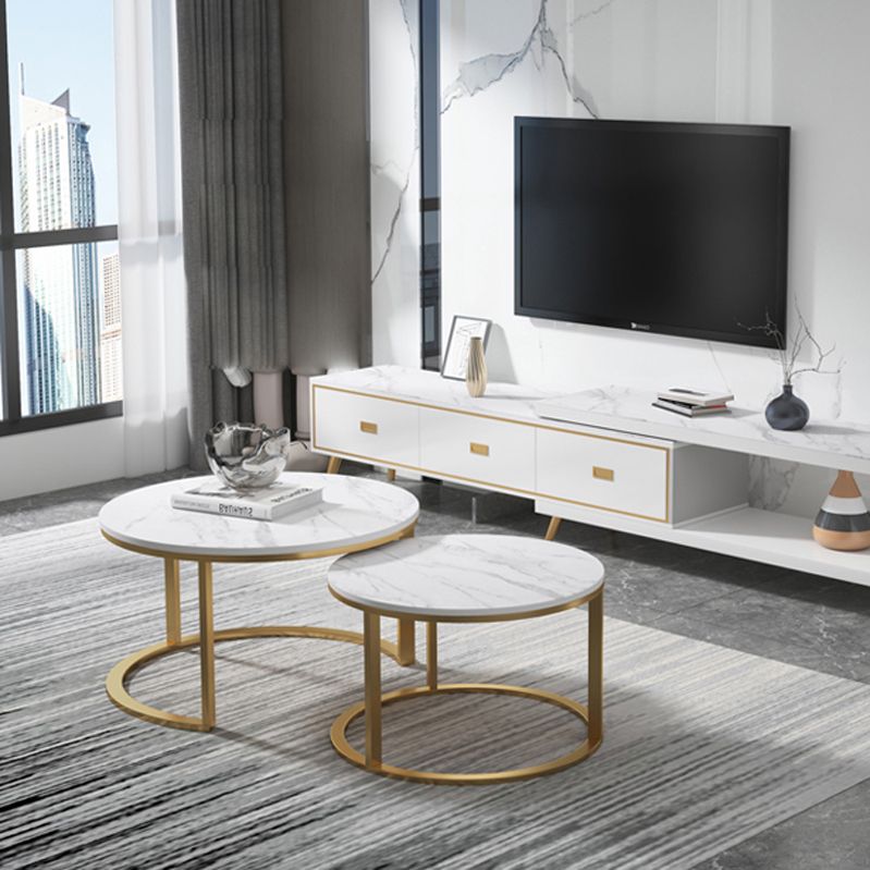 Slate Frame Coffee Table Round Nesting Coffee Table Set for Living Room Clearhalo 'Coffee & Accent Tables' 'Coffee Tables' 'coffee_tables' 'furn' 'furn_coffee_tables' 'Furniture' 'Living Room Furniture' 1200x1200_0dcfad67-bd49-401e-b67b-0585e61a0ae3
