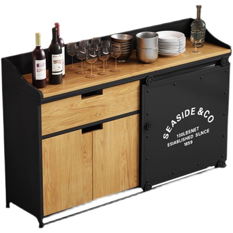 Modern Style Side Board Metal Sideboard with Sliding Door for Kitchen Clearhalo 'buffet_sideboard' 'Buffets & Sideboards' 'furn' 'furn_buffet_sideboard' 'Furniture' 'Kitchen & Dining Furniture' 1200x1200_0dcff86c-2e26-4095-ae97-9b2ce1c79736