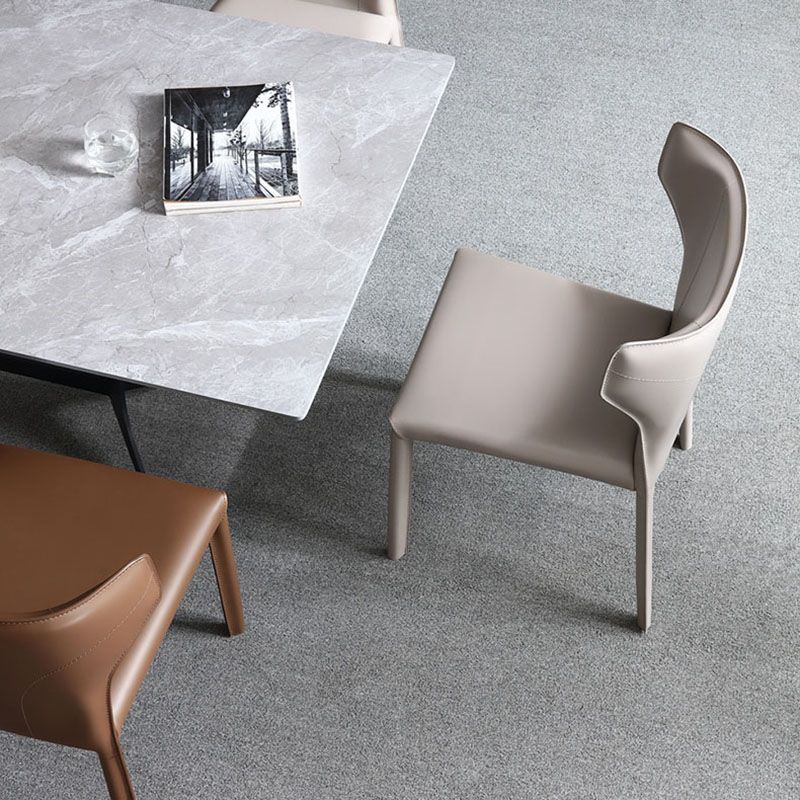 Modern Leather Dining Room Chair Armless Wingback Side Chair for Home Use Clearhalo ' kitchen&dining_furn' 'Dining Chairs' 'Dining Tables & Seating' 'dining_chair' 'furn' 'furn_dining_chair' 'Furniture' 'furniture_dining_chair' 'Kitchen & Dining Furniture' 'kitchen' 1200x1200_0dd21b88-8c4a-4aa8-9d59-613d55d84aa5