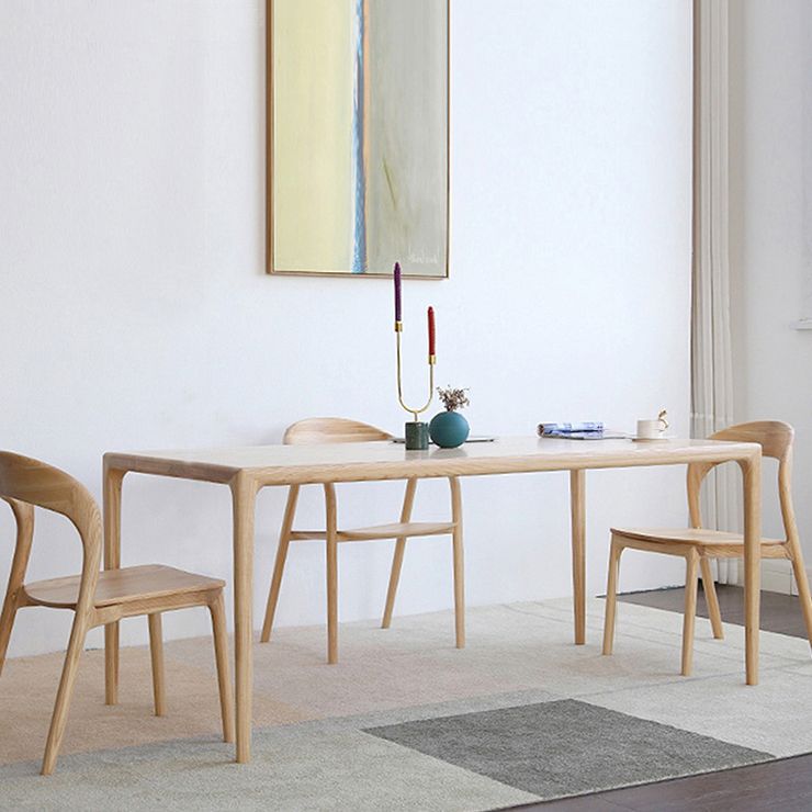 Juego de comedor de madera sólida Estilo moderno 1/4/5/6 PCS Set con mesa rectangular