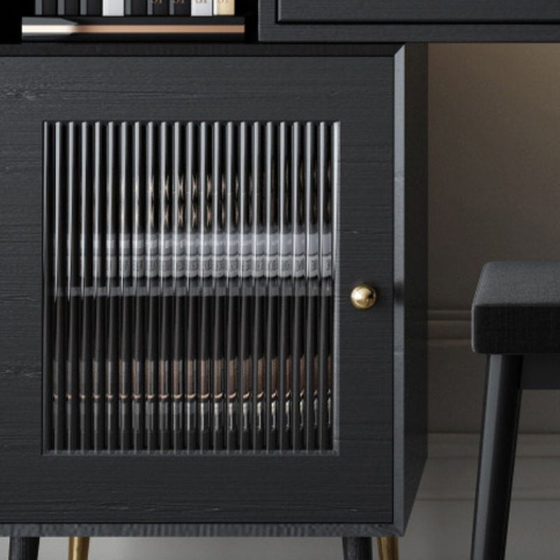 Contemporary Solid Wood Vanity Dressing Table with Mirror and Stool