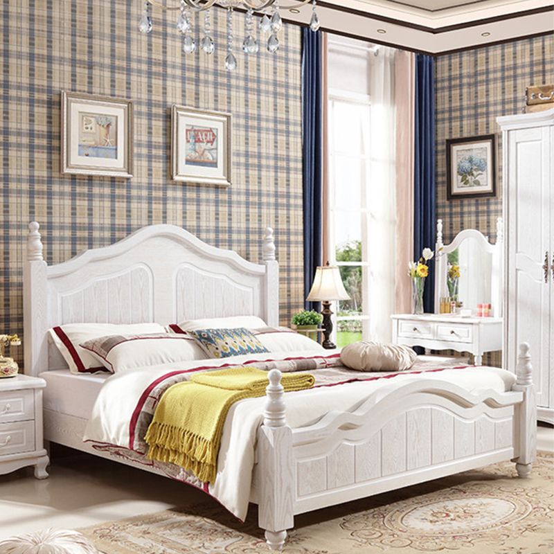Victorian White Standard Bed in Solid Wood with Panel Headboard Clearhalo 'Bedroom Furniture' 'Beds' 'furn' 'furn_beds' 'Furniture' 1200x1200_0dd62404-2989-4d14-946b-f9d9b3142e0c