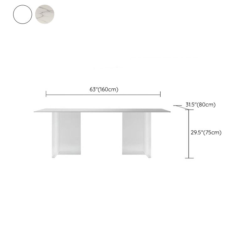 Moderne stenen rechthoekige eettafel van acryl onderstel voor eetkamer
