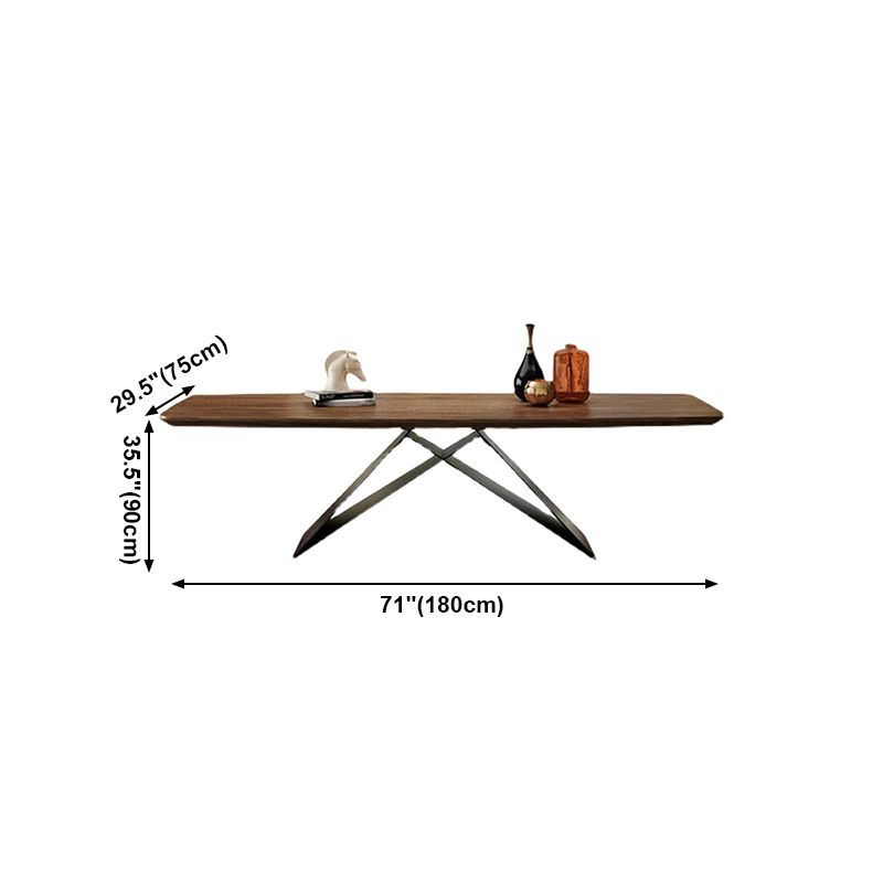 Industrial Solid Wood Table for Restaurant Rectangle Dining Table in Brown with Metal Pedestal Clearhalo ' dining_table' 'Dining Tables & Seating' 'Dining Tables' 'furn' 'furn_dining_table' 'Furniture' 'furniture_dining_table' 'Kitchen & Dining Furniture' 'kitchen&dining_furn' 'kitchen' 'kitchen_dining_table' 1200x1200_0dd7703b-a8e7-4df4-bc99-0ee05e8e0689