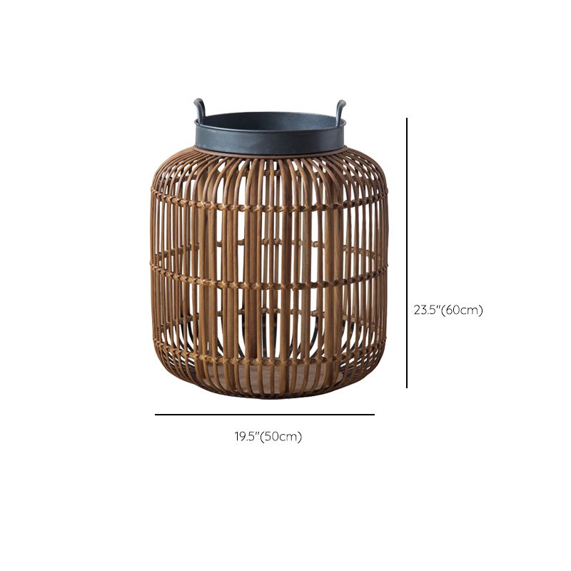 Tablett -Oberseite Akzenttisch Rustikales Metall und Rattan Drum Endtisch