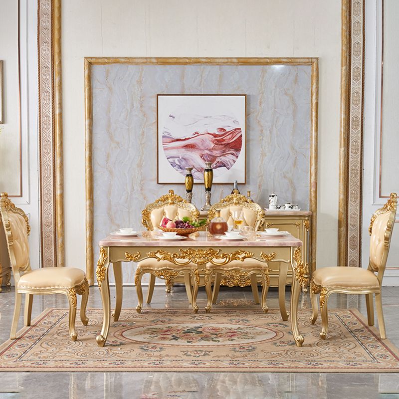 Solid Wood Victorian Rectangular Dining Table Marble Top Table with 4 Legs Clearhalo 'Dining Tables & Seating' 'Dining Tables' 'dining_table' 'furn' 'furn_dining_table' 'Furniture' 'Kitchen & Dining Furniture' 1200x1200_0ddafc04-5da4-4d3a-9828-f463300475b3