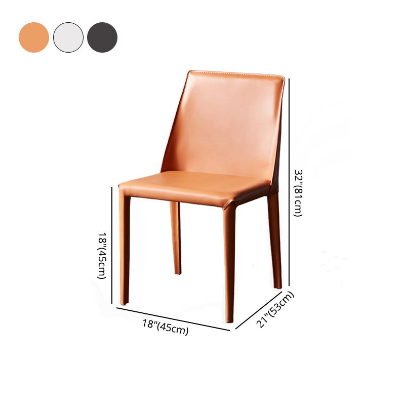 Minimalist Style Leather Dining Side Chair Solid Back Dining Chairs for Home