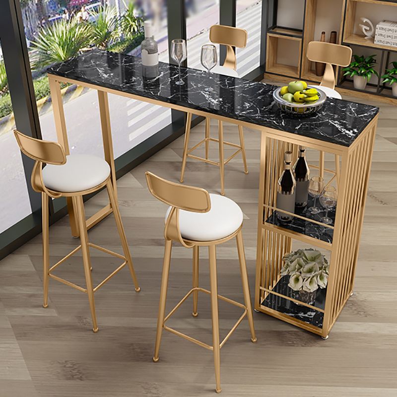Modern White Marble Table with Rectangle Table Top Sled Table - 42" H Clearhalo 'Bar Furniture' 'Bar Tables' 'bar_tables' 'furn' 'furn_bar_tables' 'Furniture' 'furniture_bar_tables' 'Kitchen & Dining Furniture' 1200x1200_0ddf51dc-ebac-4d3b-98dc-c76c33d334a9