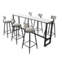 Industrial 1/2/7 Pieces Bar Table Set Rectangle Marble Counter Table with High Stools