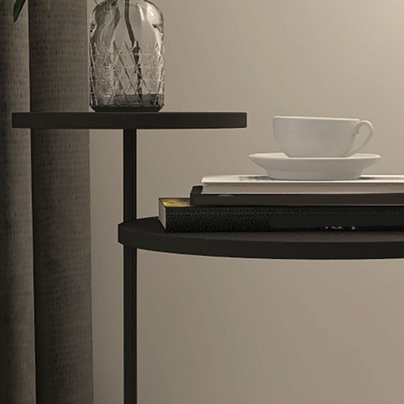 Modern Black/White Iron Nightstand, 21.65"/23.32" Tall Nightstand