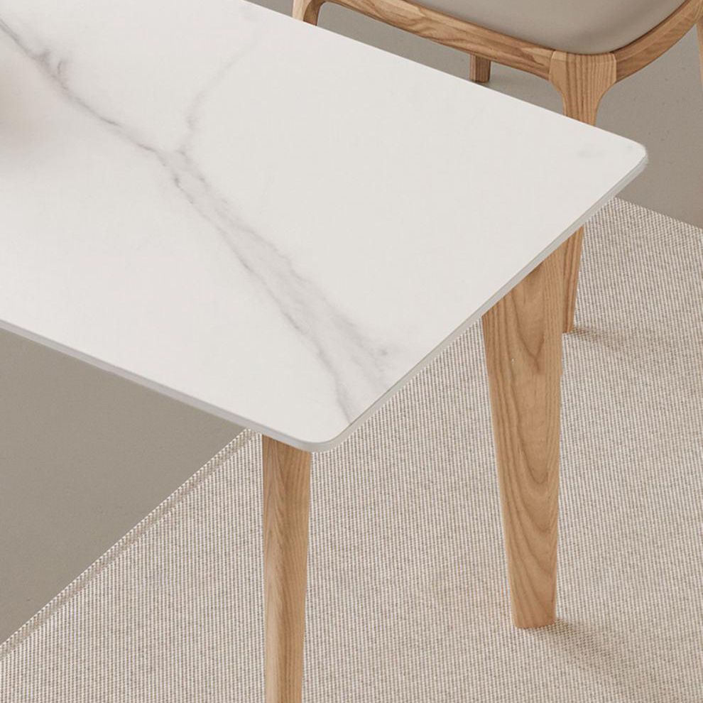 Modern Rectangle Dining Table Sintered Stone Table with Wooden Legs for Home Use Clearhalo 'Dining Tables & Seating' 'Dining Tables' 'dining_table' 'furn' 'furn_dining_table' 'Furniture' 'Kitchen & Dining Furniture' 1200x1200_0de2f1a1-f9bd-4b19-a718-cd291a9172b6
