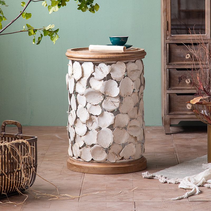 Tavolo laterale accento a forma di tamburo in legno e in metallo tavolo d'angolo in stile rustico