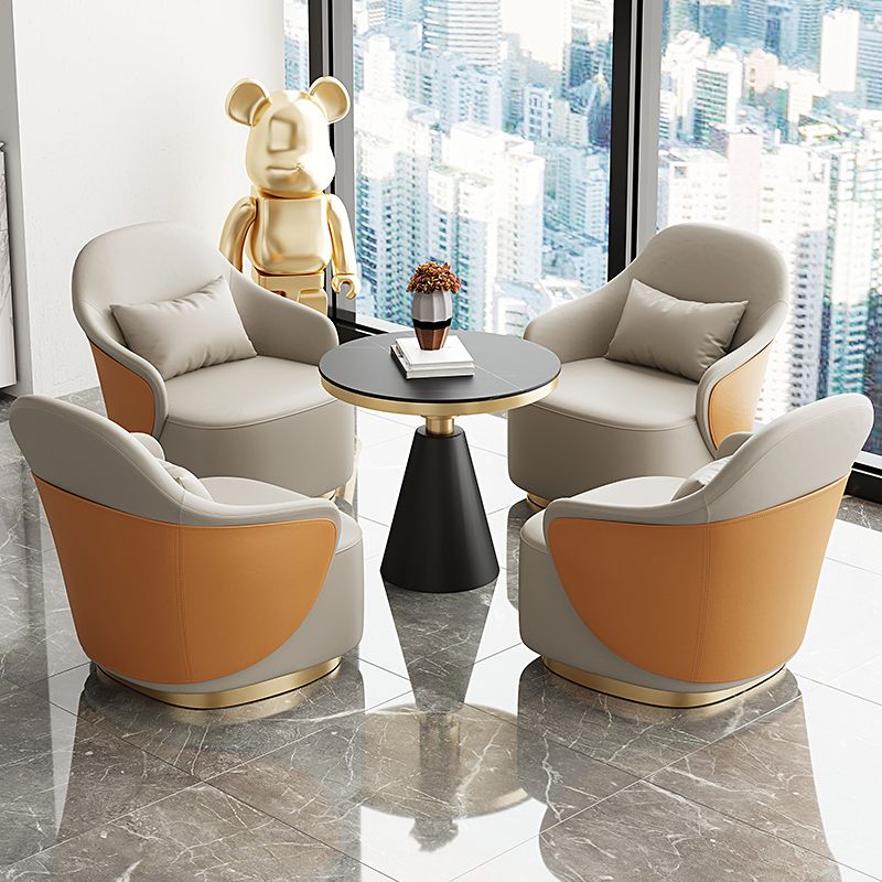 Chaise de bras encastrée 25,59 "bras en faux cuir de largeur inclus chaise avec oreiller en arrière