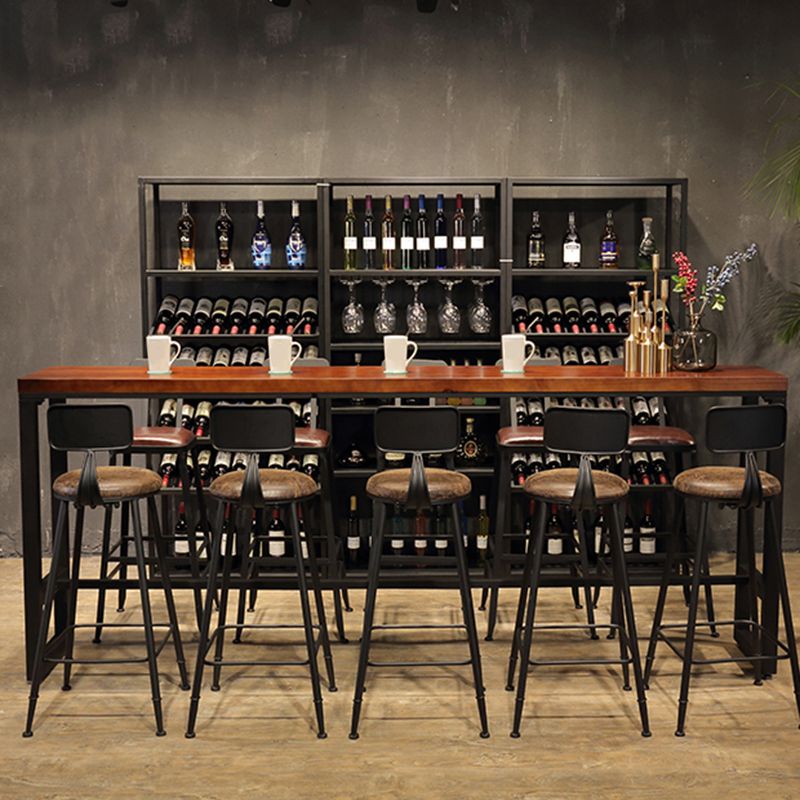 Table de bar rectangulaire à hauteur de barre avec base en métal noir pour utilisation sur patio