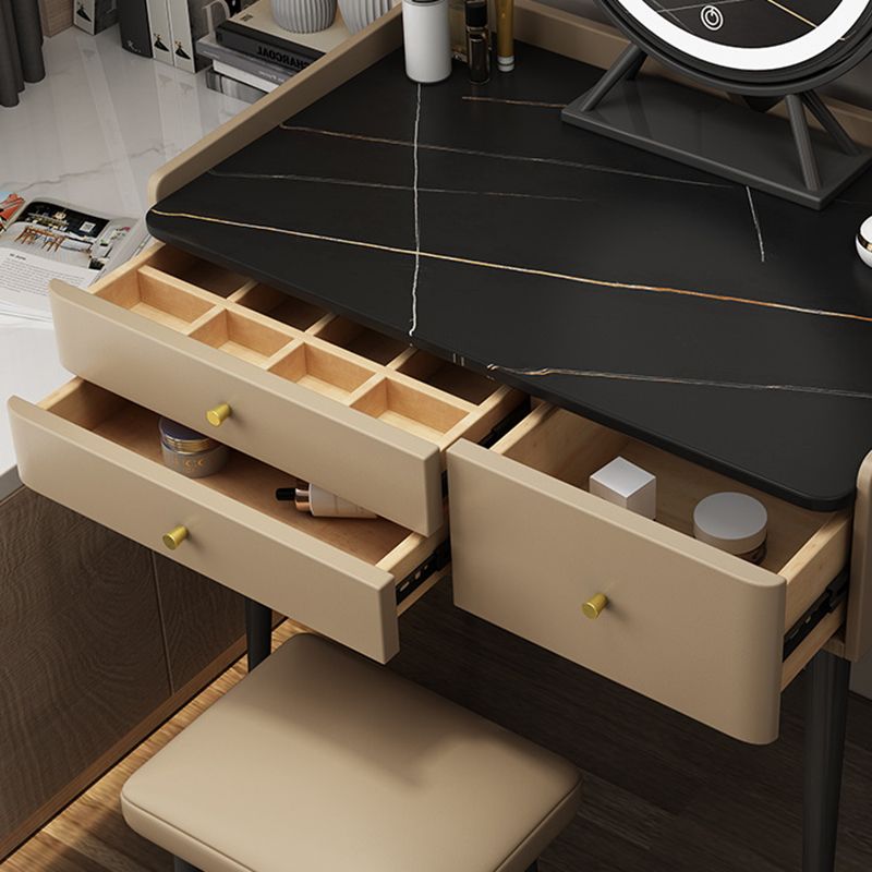 17.32" Wide Vanity Table with 3 Storage Drawers Stone Makeup Table