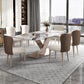 Metal Traditional Luxury Rectangle Table Sintered Stone Top Table with Pedestal Base Clearhalo ' dining_table' 'Dining Tables & Seating' 'Dining Tables' 'furn' 'furn_dining_table' 'Furniture' 'furniture_dining_table' 'Kitchen & Dining Furniture' 'kitchen&dining_furn' 'kitchen' 'kitchen_dining_table' 1200x1200_0de8ce70-4e67-4f2c-892c-9a0732bceb15