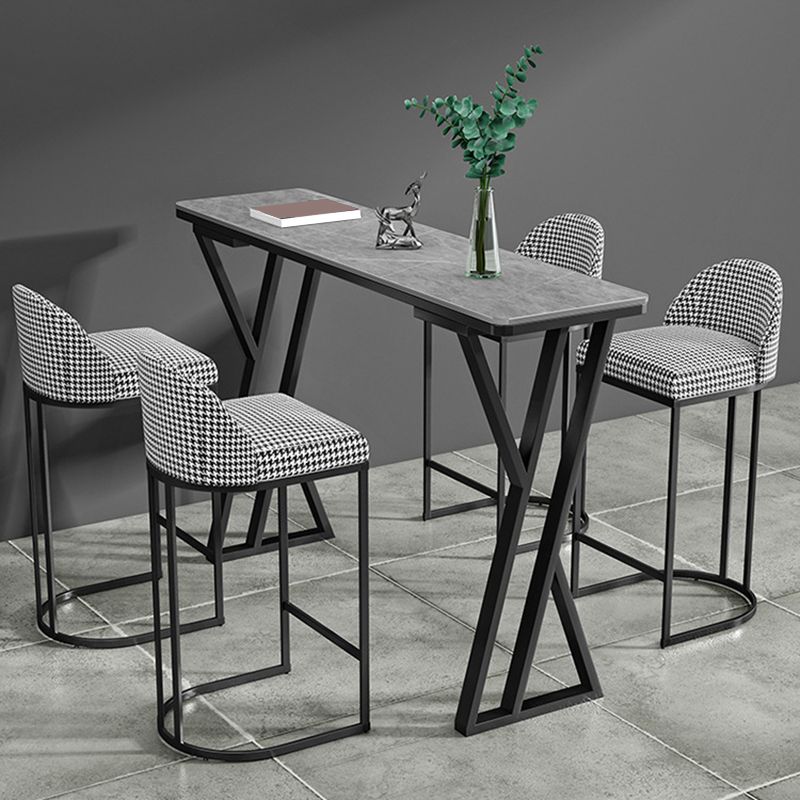 Table de Bar rectangulaire en pierre frittée, Base de traîneau, Table à manger pour cuisine et salon
